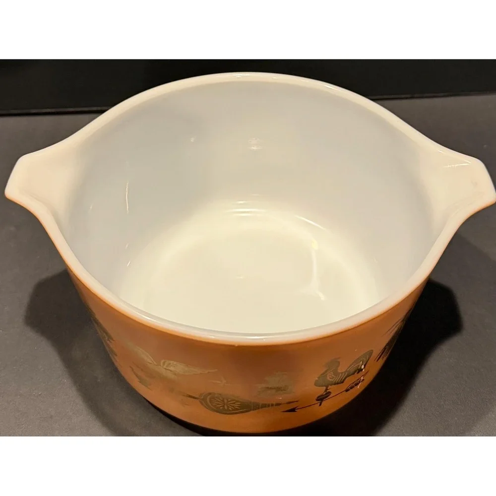 Vintage Pyrex‎ Early American Cinderella Mixing Bowl 441 Orange Gold 1.5 Pt